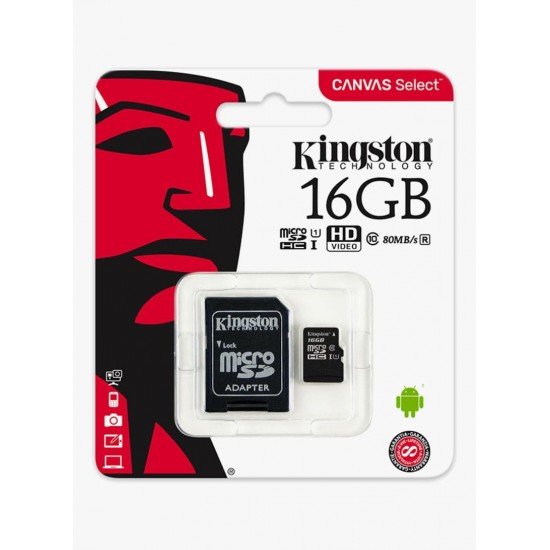 KINGSTON Micro SDHC Canvas Class 10 Memory Card With SD Adapter Black 32/16 GB