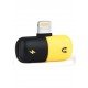 2 In 1 Lightning Splitter Adapter For iPhone 7 Yellow/Black