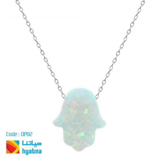 Opal Hamsa Luck Hand Necklace